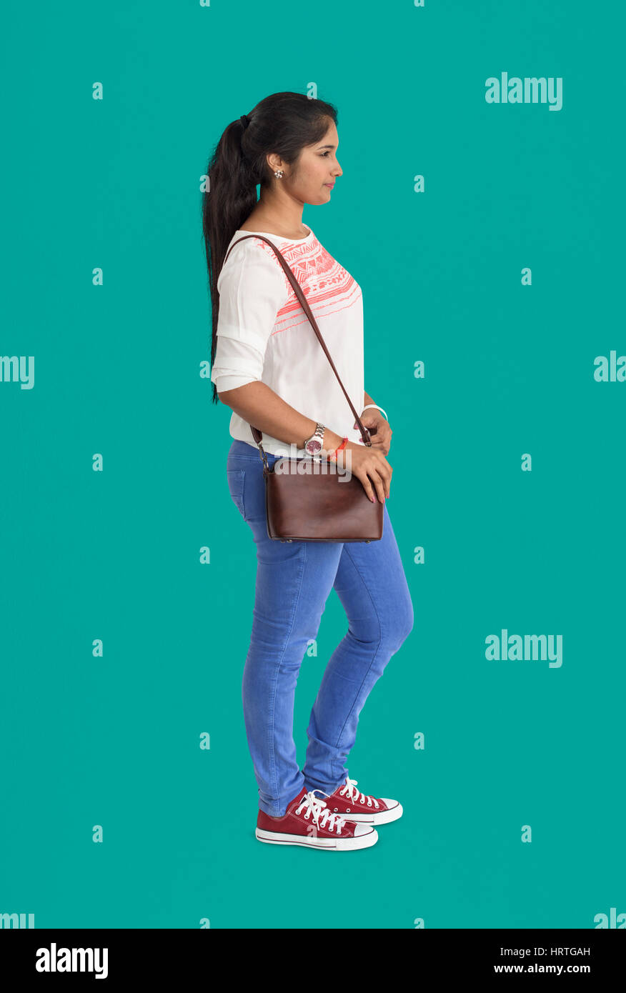 Studio spara persona gesto Lifestyle Foto Stock