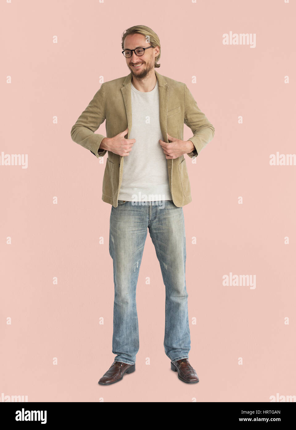 Studio spara persona gesto Lifestyle Foto Stock