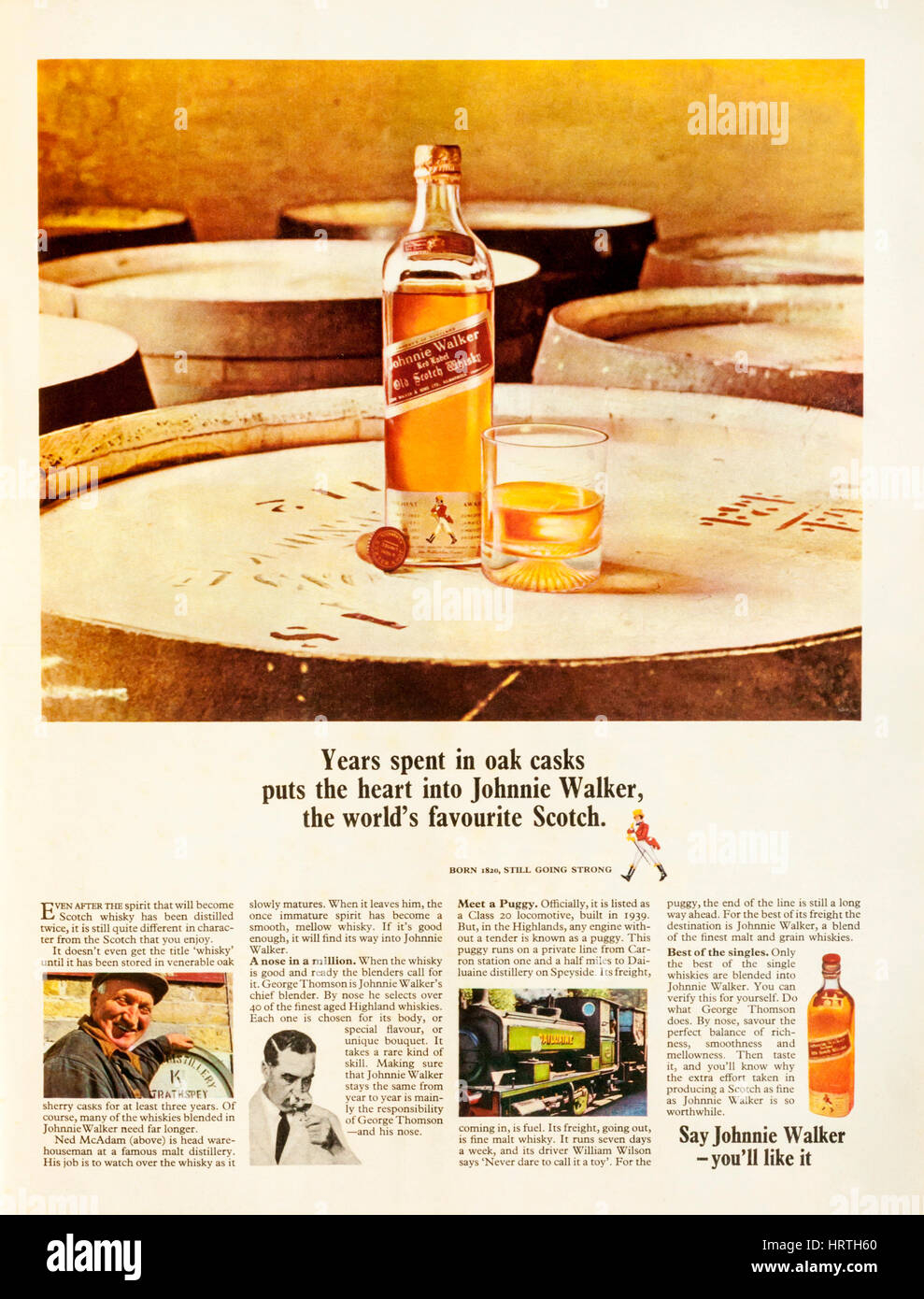 Anni sessanta annuncio rivista per Johnnie Walker Scotch Whisky. Foto Stock