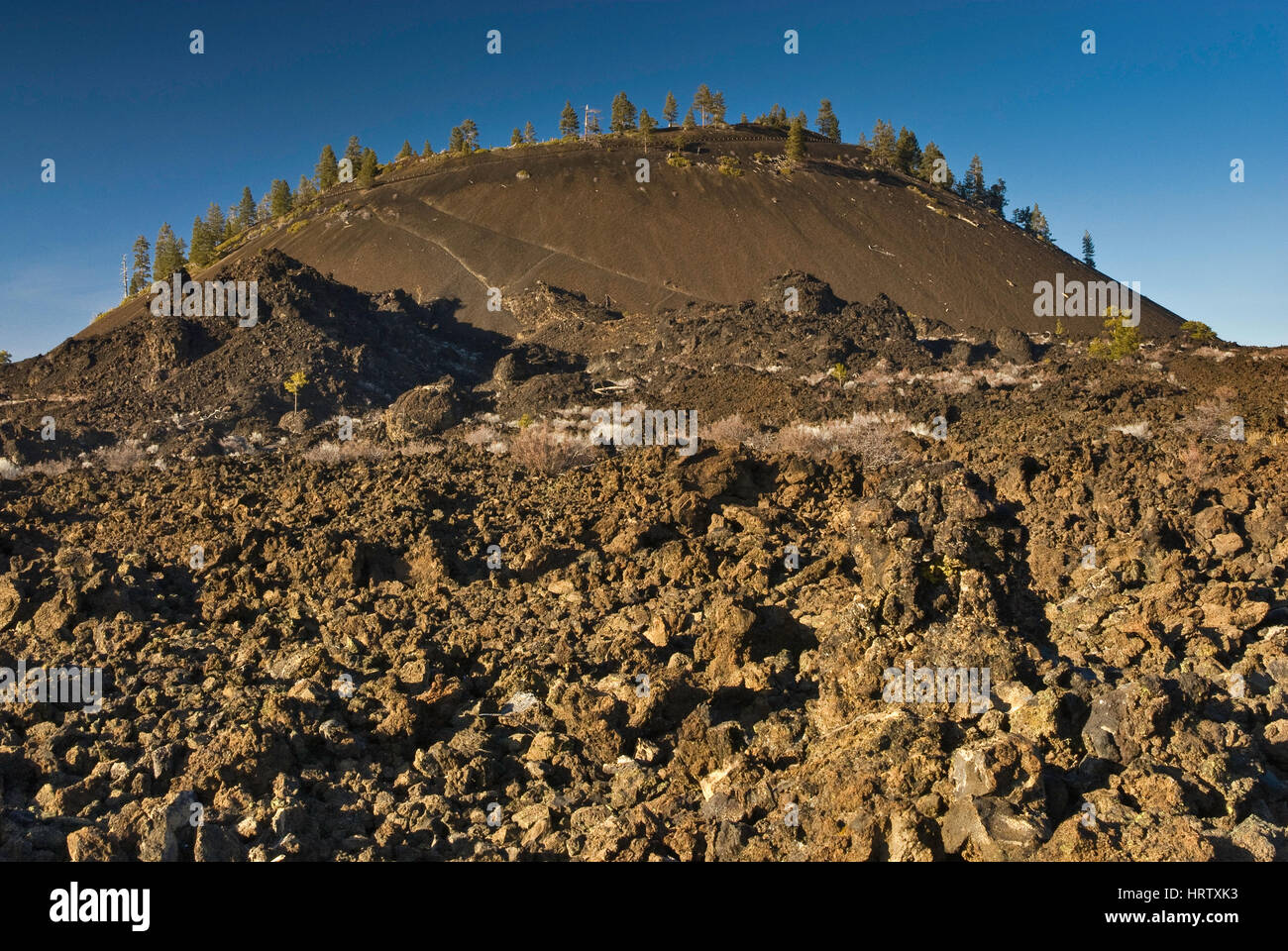Vulcano lava Butte visto da Trail of the Molted Land al Newberry National Volcanic Monument, Oregon, Stati Uniti Foto Stock