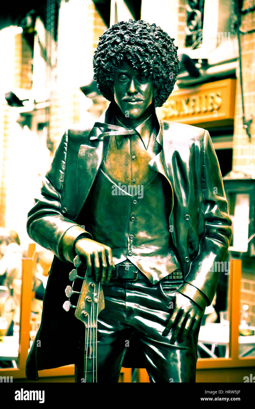 Phil Lynott musicista statua. Foto Stock