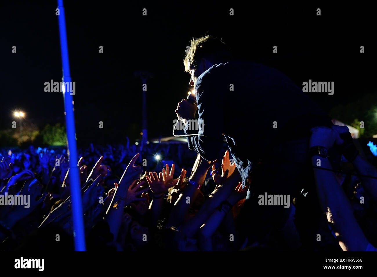 BENICASSIM, Spagna - 18 Luglio: Blur (banda) in concerto a FIB Festival il 18 luglio 2015 a Benicassim, Spagna. Foto Stock
