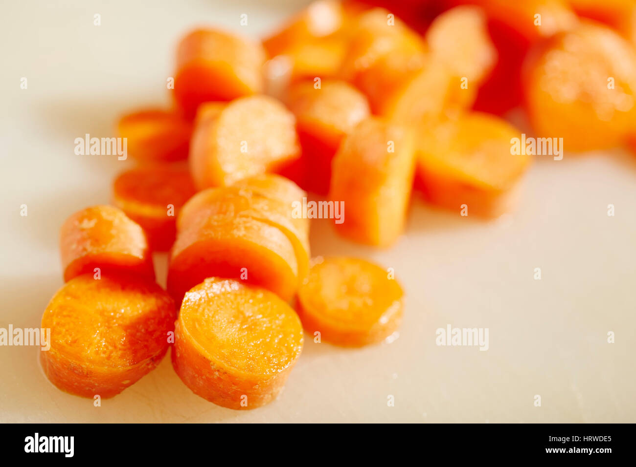 Fette di materie carota, talvolta chiamato "monete' Foto Stock