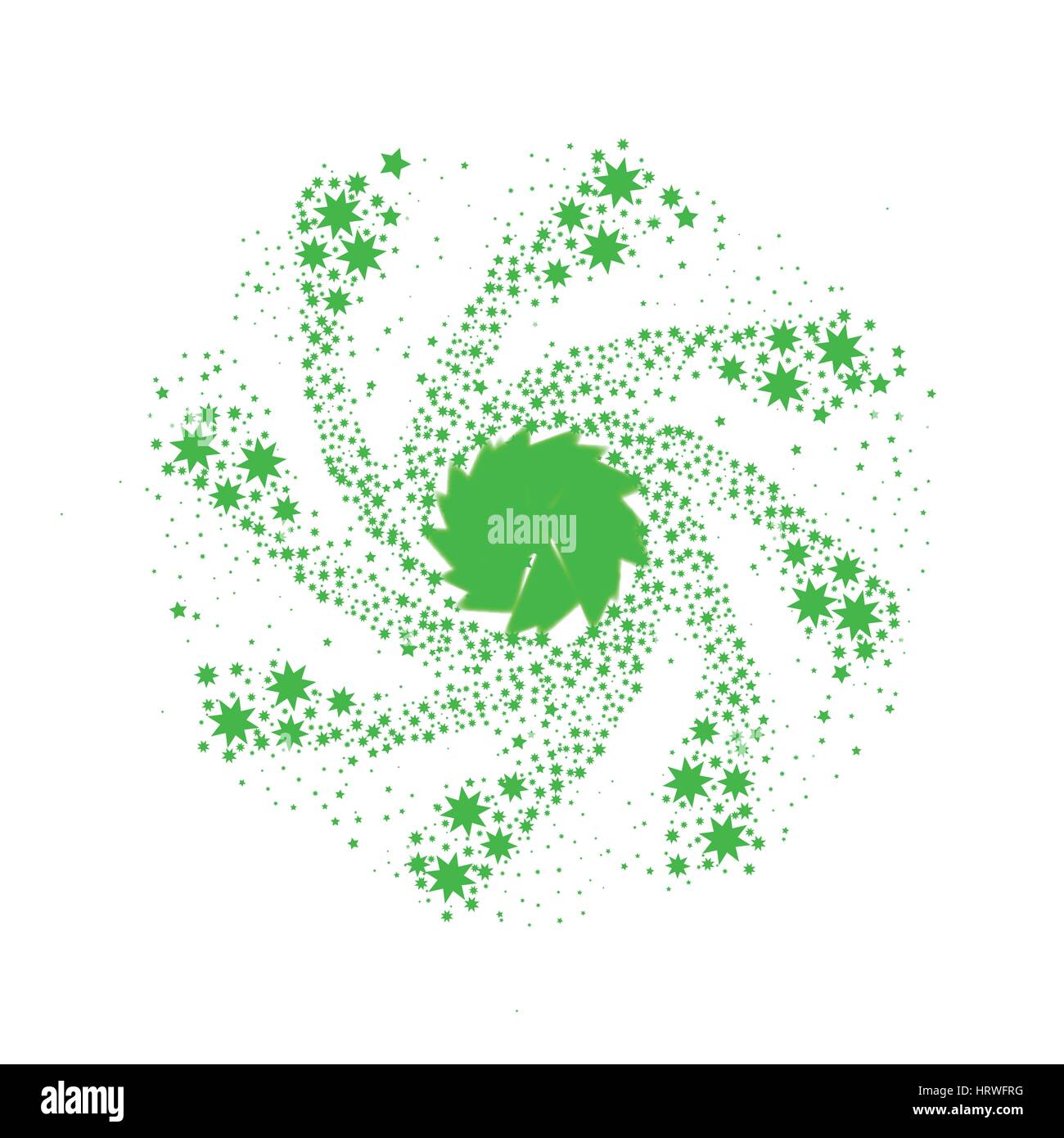 Una filatura stella verde il perno ruota o ruota di Catherine. Illustrazione Vettoriale