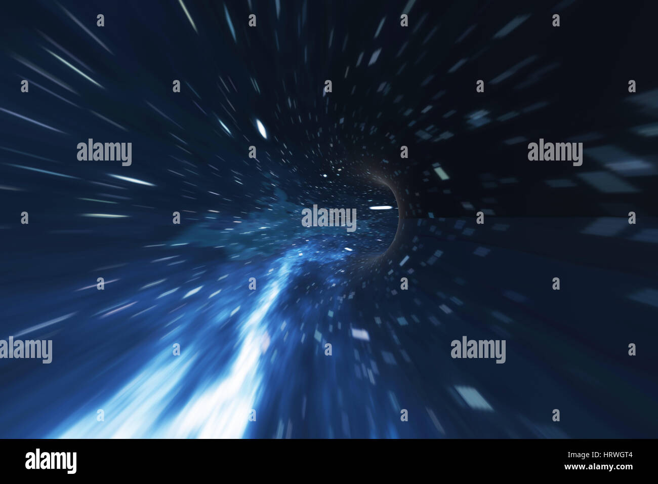 Cosmic wormhole, spazio concetto di viaggio, a forma di imbuto tunnel che può collegare un universo con un altro, rendering 3D Foto Stock