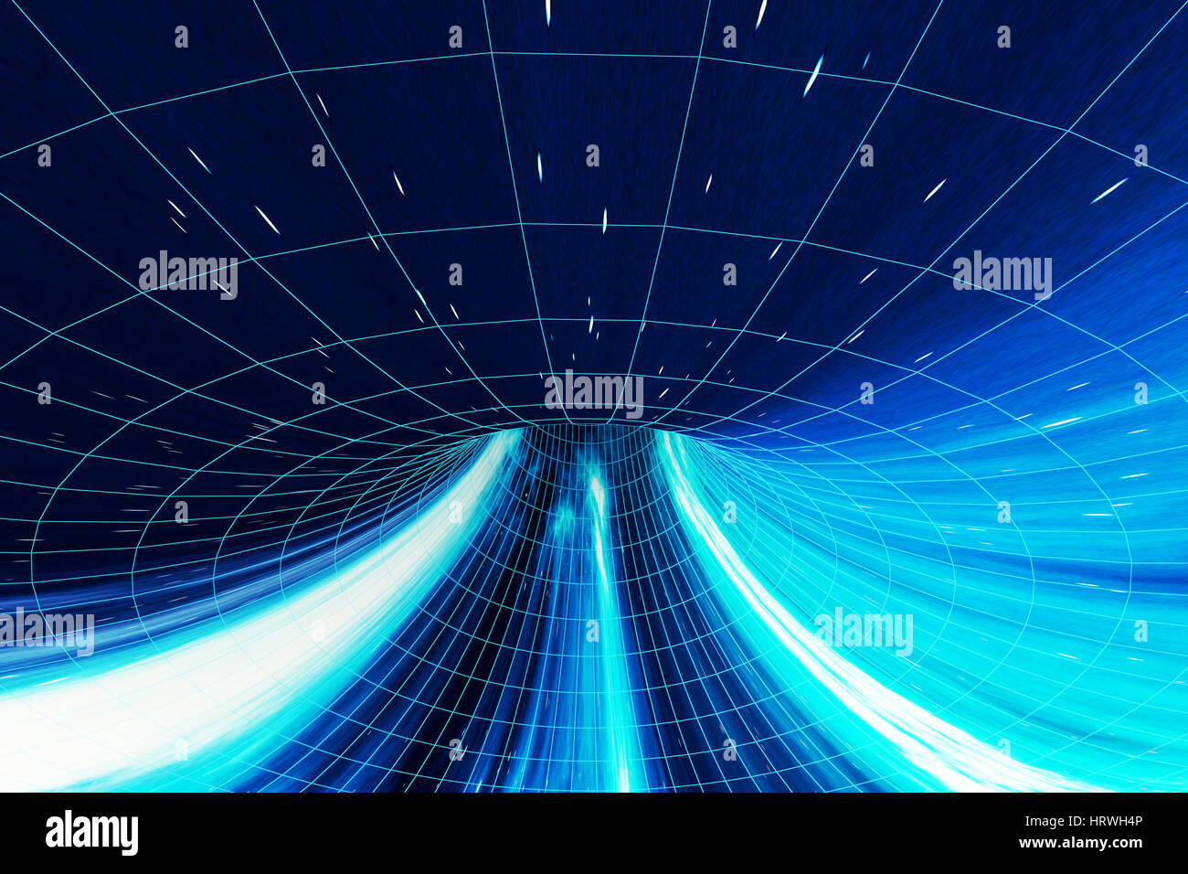 Cosmic wormhole, spazio concetto di viaggio, a forma di imbuto tunnel che può collegare un universo con un altro, rendering 3D Foto Stock