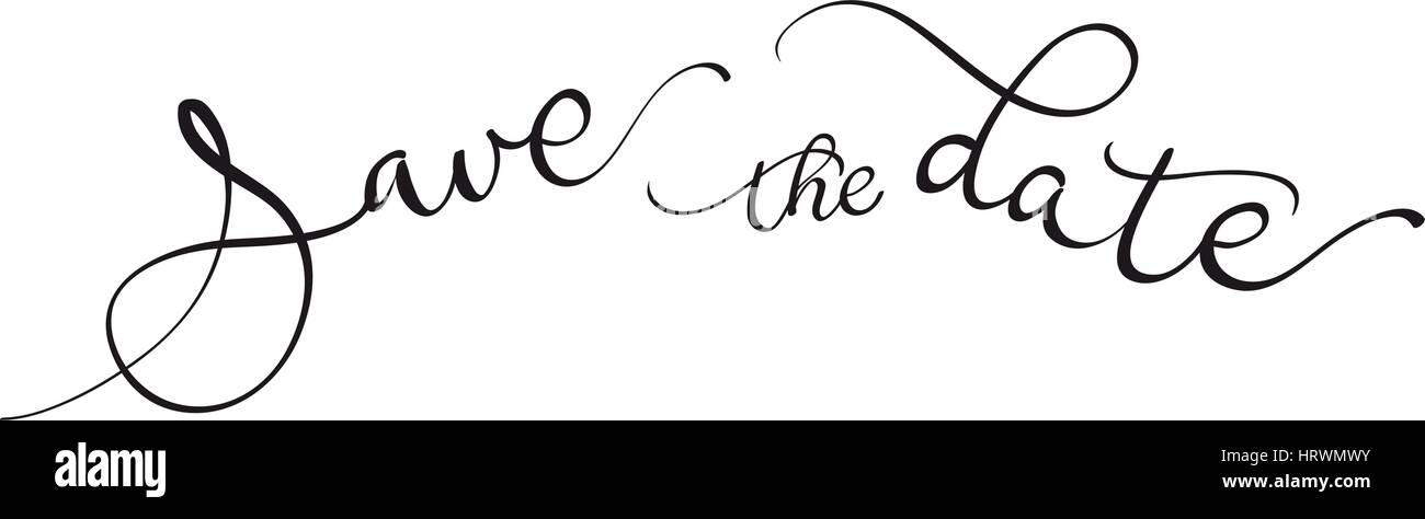 Salvare la data del testo su sfondo bianco. Calligraphy lettering illustrazione vettoriale EPS10 Illustrazione Vettoriale