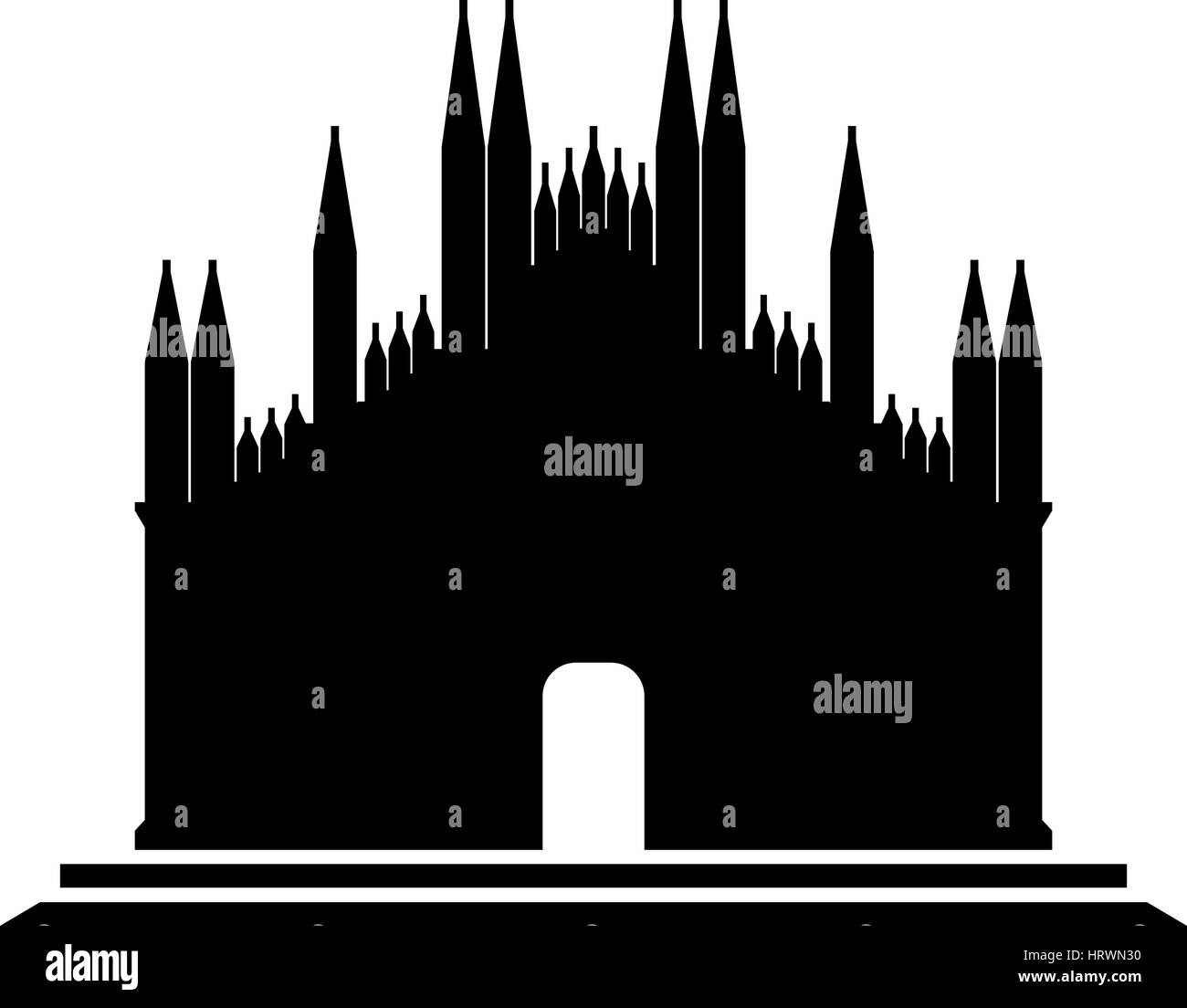 Cattedrale di Milano icona illustrato su sfondo bianco in vettore Illustrazione Vettoriale