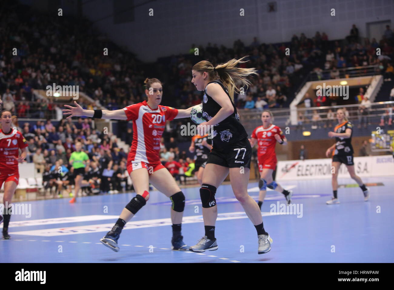 Bucarest, Romania. 3 Marzo, 2017. Donna EHF Champions League 2016-17, CSM Bucuresti vs RK Krim Mercator gioco di pallamano. Credito: Gabriel Petrescu/Alamy Live News Foto Stock