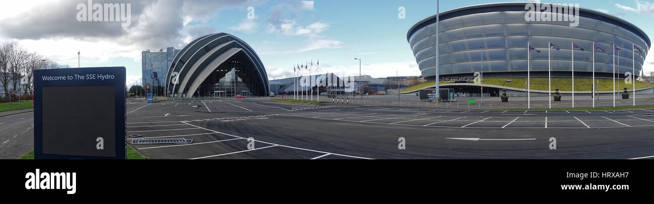 Scottish Exhibition and Conference Centre panorama ampia shot Foto Stock