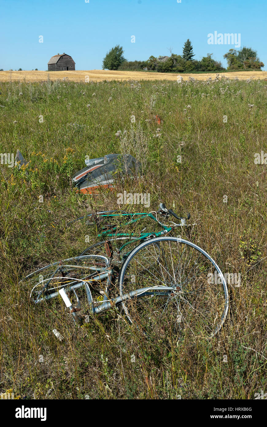 Abbandonata la bici in fattoria Foto Stock