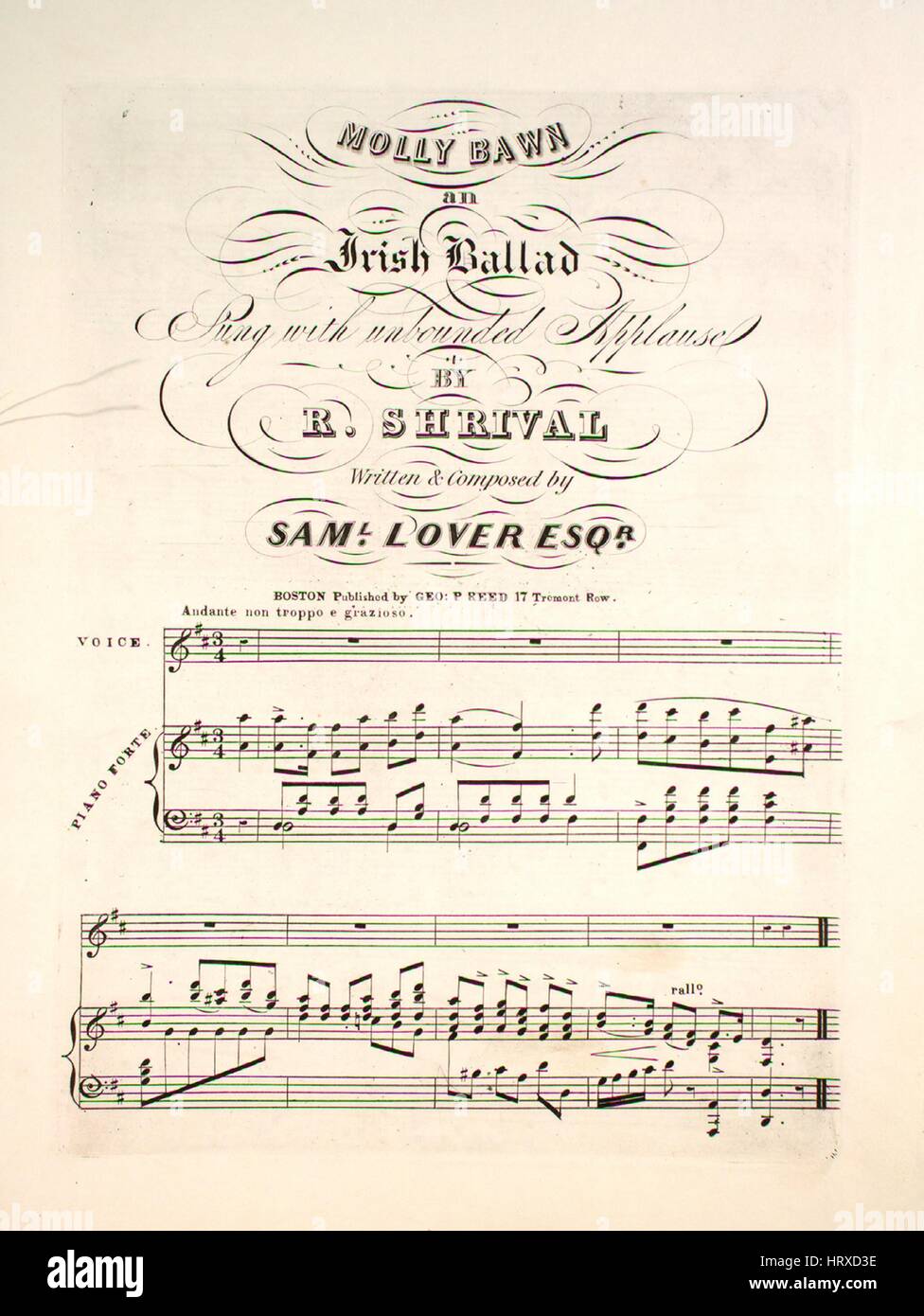 Foglio di musica immagine copertina della canzone "olly fortificazione una  ballata Irlandese', con paternitã originale lettura delle note "da R  Shrival scritto e composto da amante Saml, Esqr', Stati Uniti, 1900. L' editore