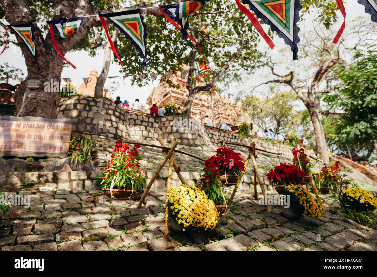 Il nuovo anno lunare festival nella Pagoda Po Nagar in Nha Trang, Vietnam Foto Stock