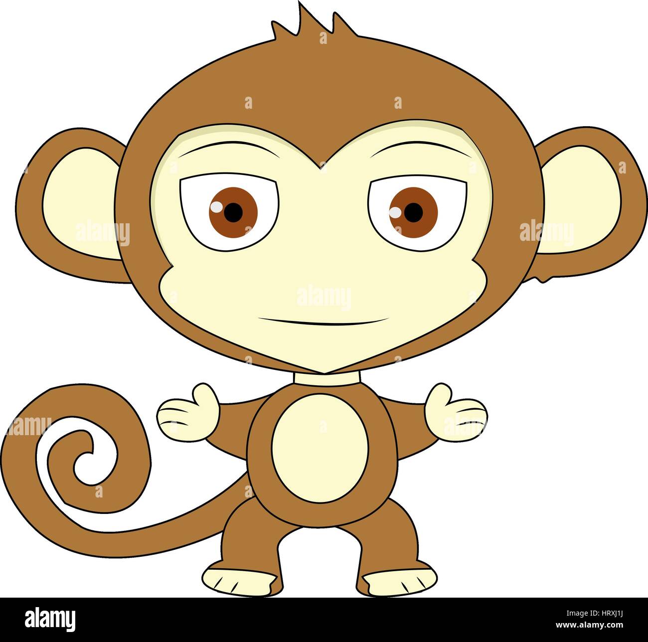 Scimmia in personaggio dei fumetti. Vettore scimmia fumetto illustrazione Foto Stock