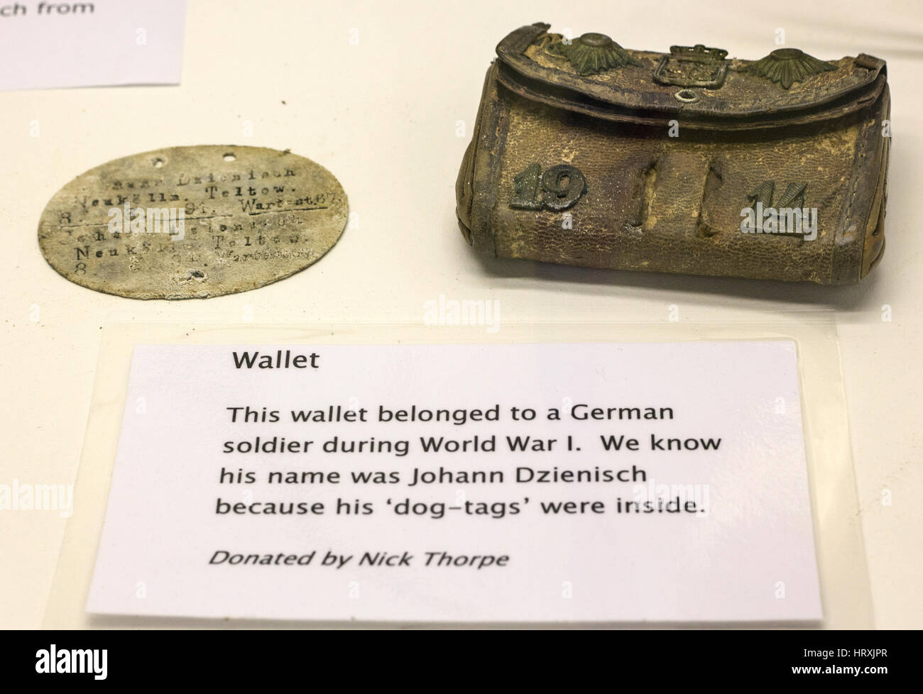 I Guerra Mondiale soldato tedesco il portafoglio. St Helena museo Foto  stock - Alamy