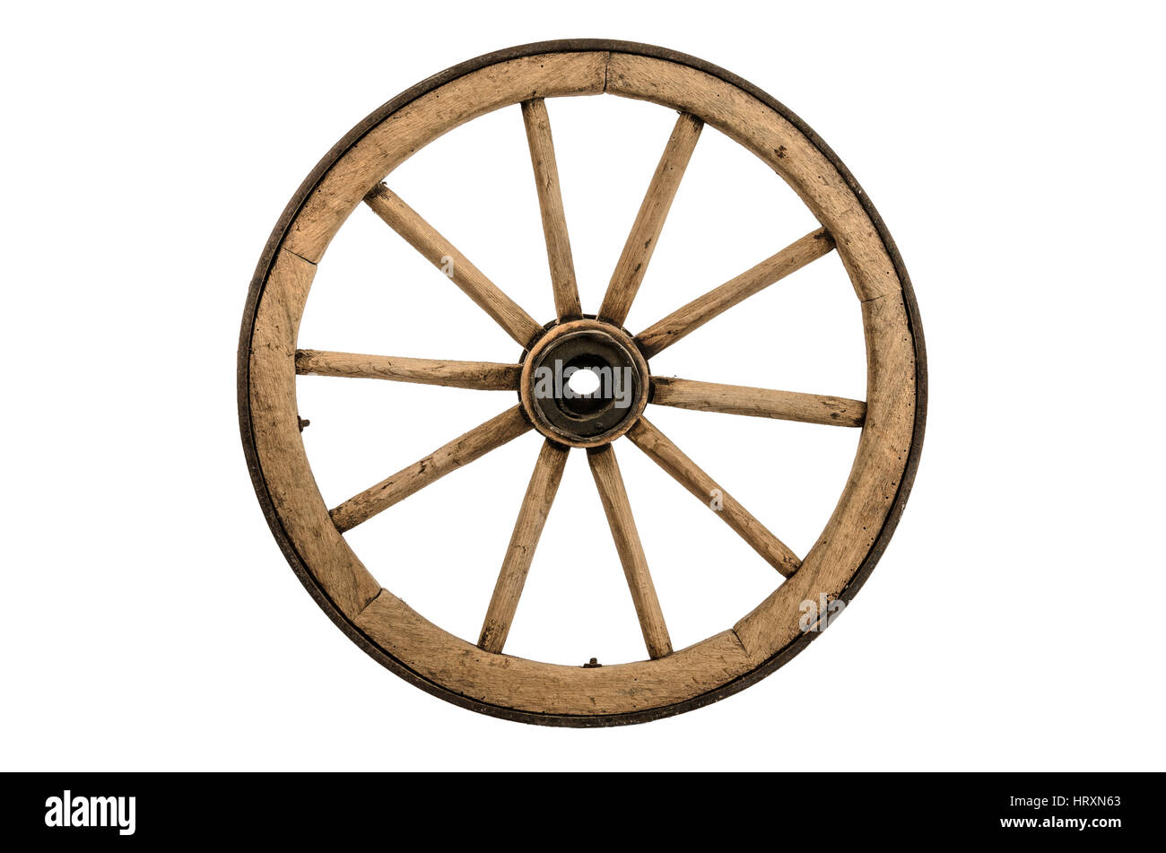 Vecchio di legno appoggiate isolati su sfondo bianco Foto Stock