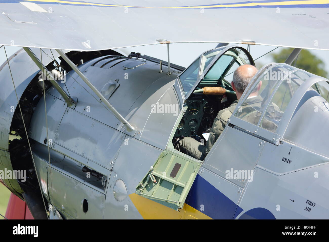 1938 Gloster Gladiator Mk.1, L8032, G-AMRK indossando la RAF 73 marcature squadriglia di aerei K7985 - Shuttleworth raccolta Airshow Premier 2016 Foto Stock