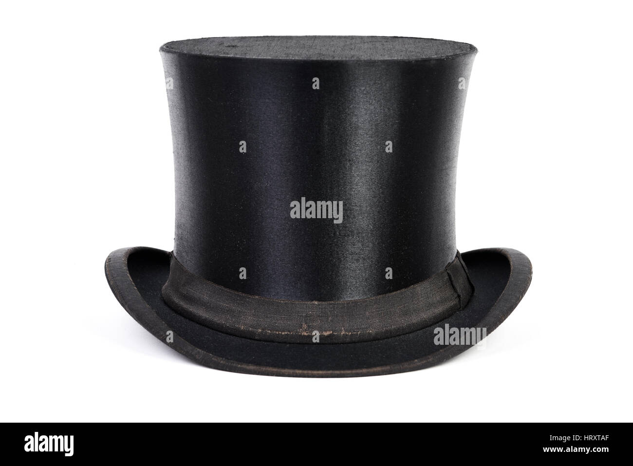 Black top hat isolati su sfondo bianco Foto Stock