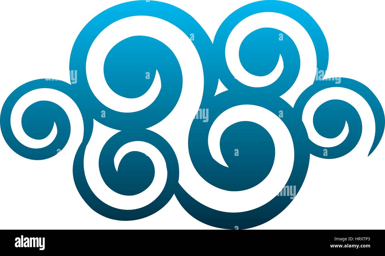 Blue cloud spirali e volute forma Illustrazione Vettoriale