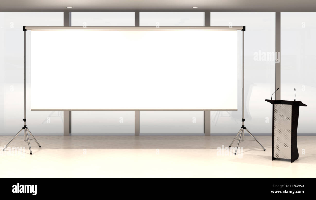 Seminario podio con schermo vuoto il rendering 3D Foto Stock