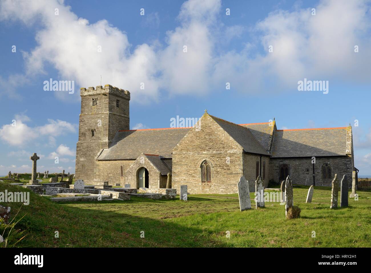 San Materiana la chiesa di Tintagel, Cornwall, Regno Unito, settembre 2016. Foto Stock