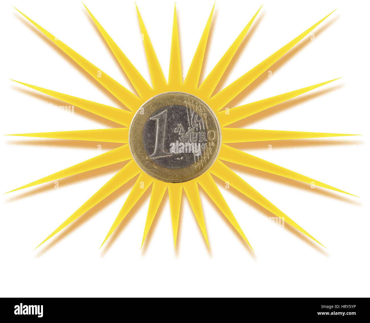 Euro moneta inscritta nella golden sun symbol Foto Stock