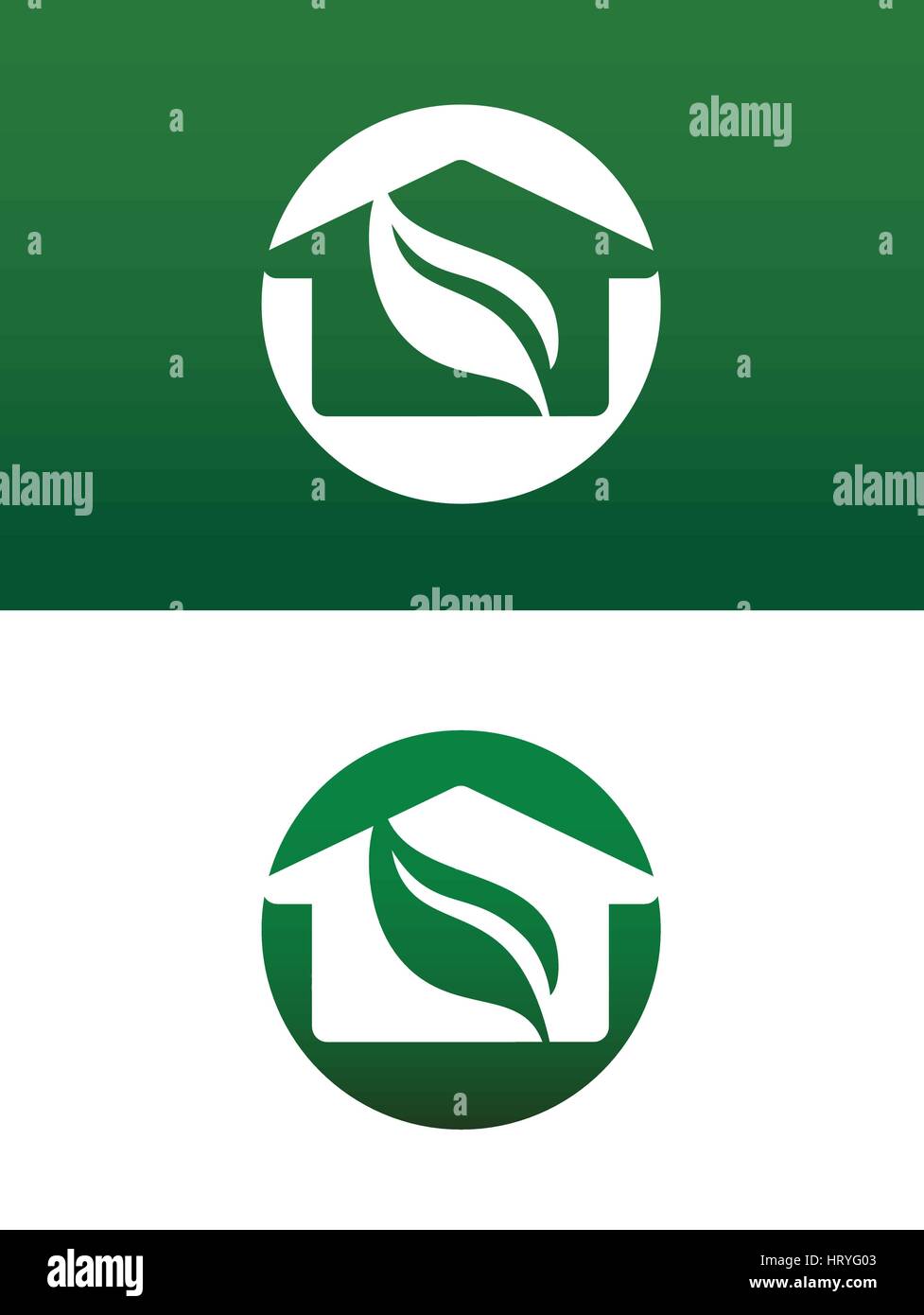 Verde rotondo vettore di casa sia solido e invertito per l'ecologia, il riciclaggio, la società di servizio o prodotto. Illustrazione Vettoriale