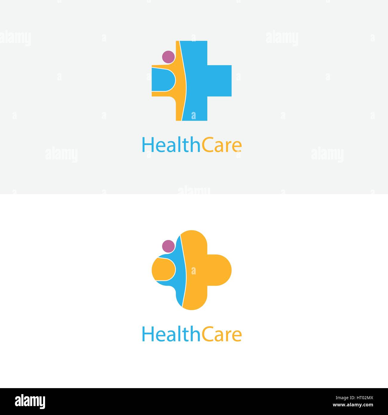 Medical cross & persone icon.Medical Center vector logo design template.Healthcare & Medical simbolo.illustrazione vettoriale Illustrazione Vettoriale