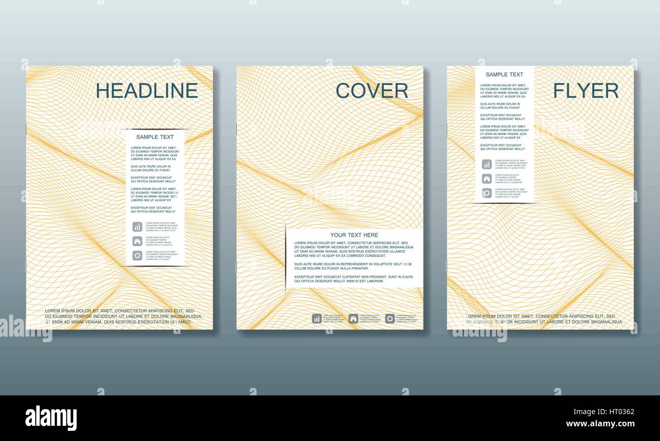 Set di modelli di business per brochure, volantini, coprire la rivista in formato A4, con linee ondulate. Illustrazione Vettoriale. Illustrazione Vettoriale