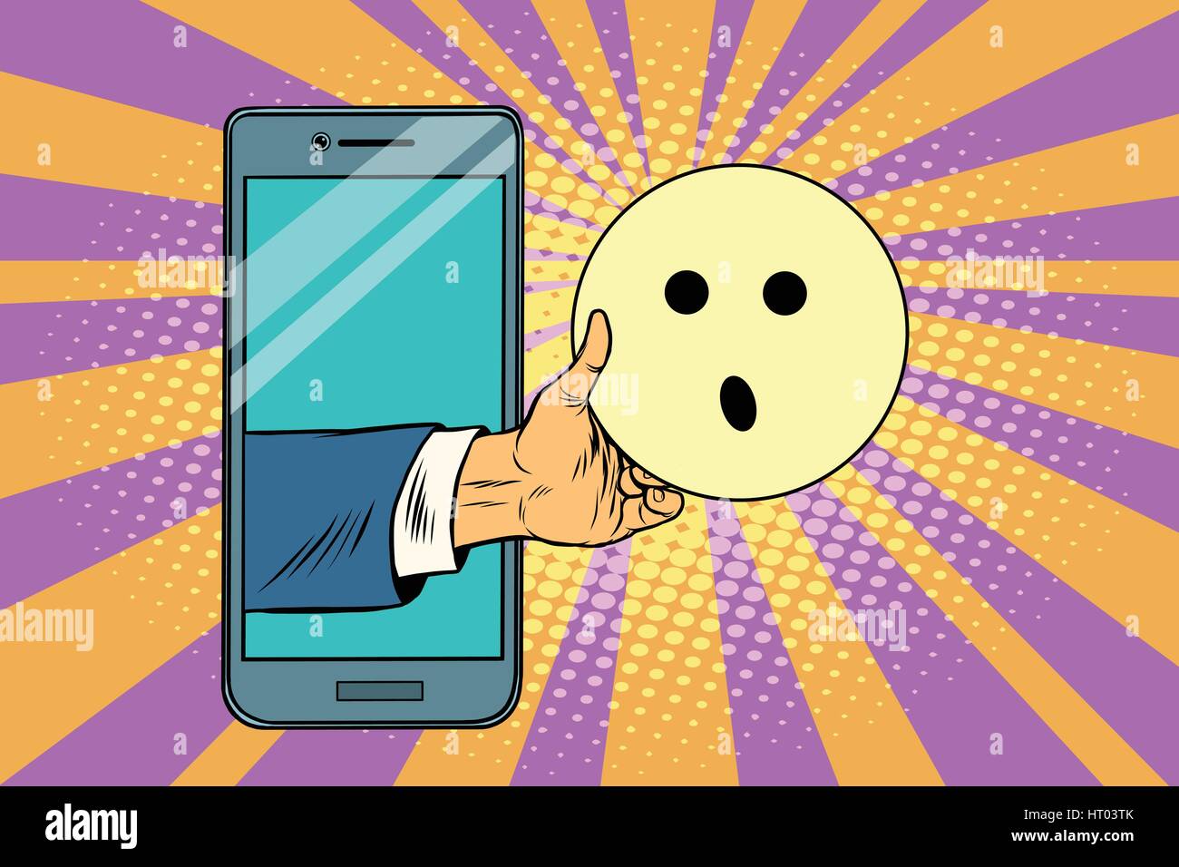 Sorpresa gli Emoji emoticon nello smartphone Illustrazione Vettoriale