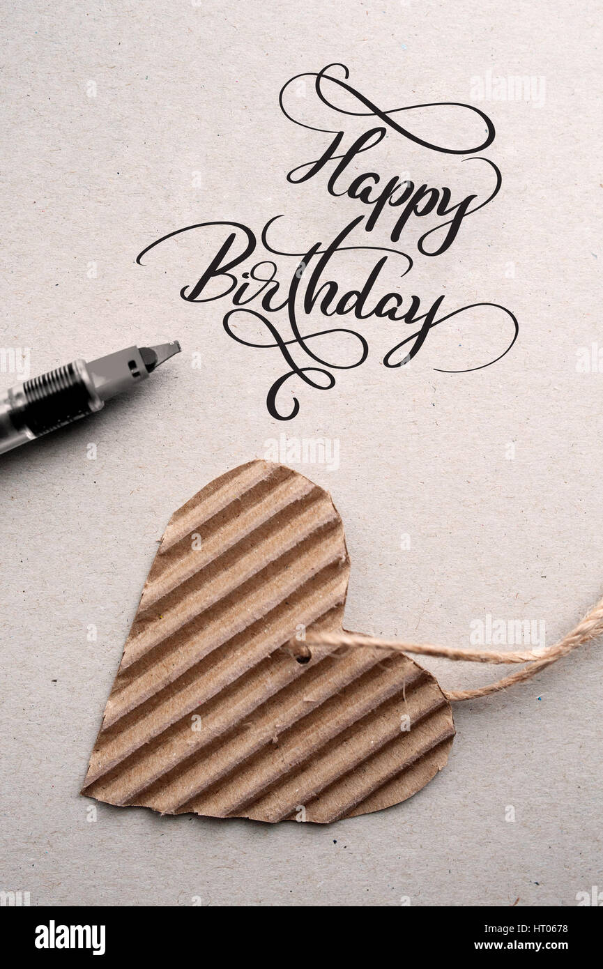 Testo Happy Birthday. scritte a mano - handmade calligraphy Foto Stock