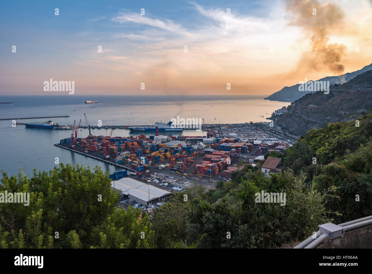 Vista aerea del porto di Salerno in Italia Foto Stock