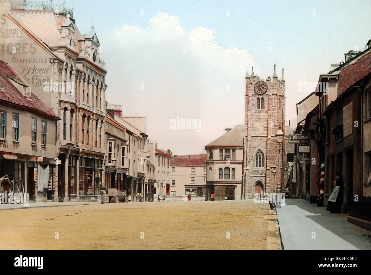 Okehampton in Devon - mano fotografia colorata - periodo Vittoriano Foto Stock