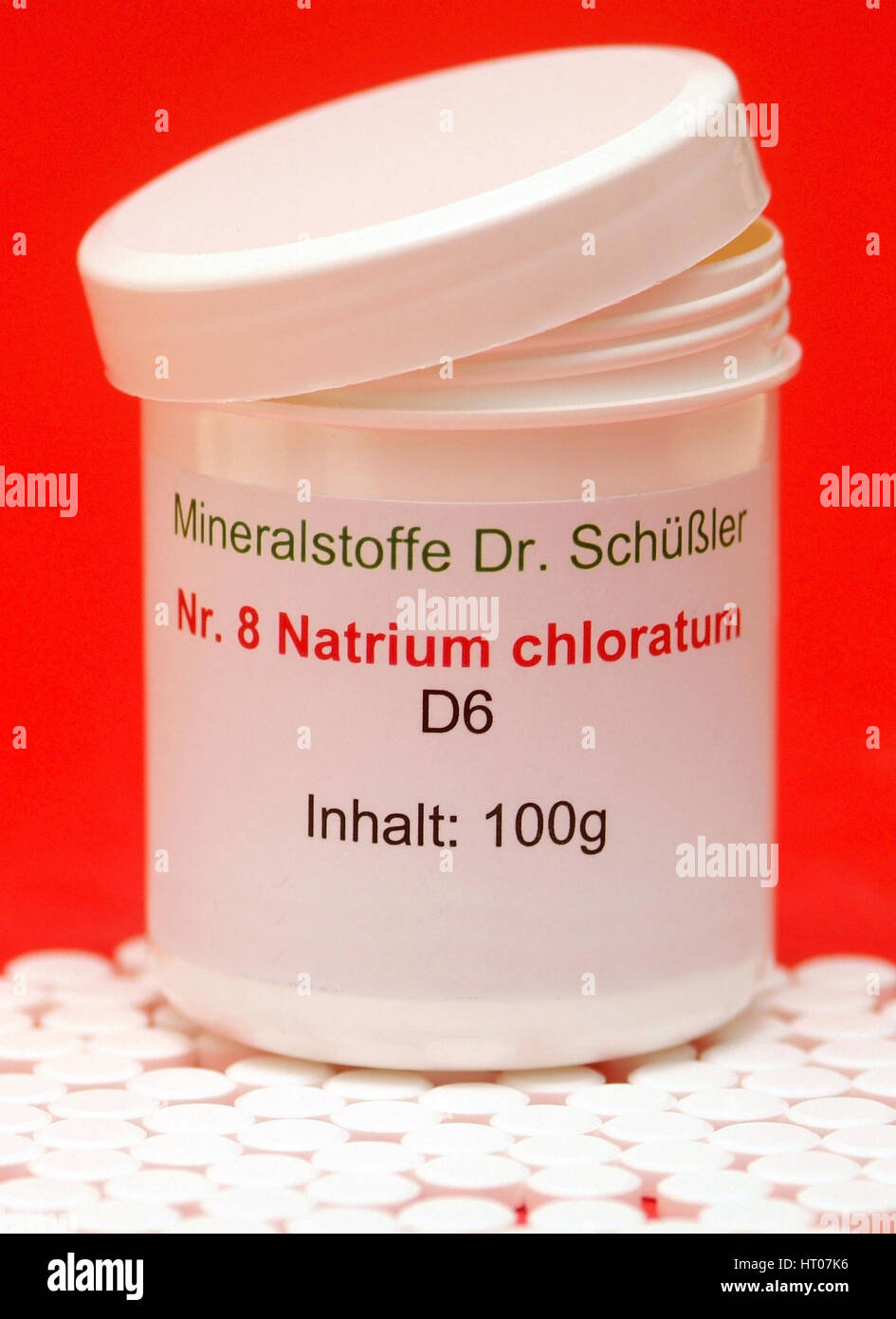 Schuessler-Salze, Natrium chloratum, No.8 - i sali di tessuto, Natrium chloratum, Nr. 8 Foto Stock