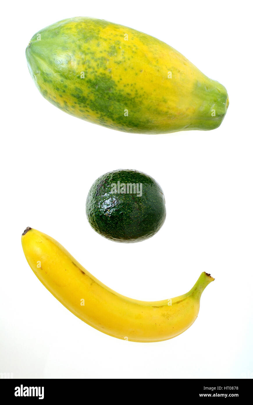 La papaia, avocado und banane, papaya, avocado e banana Foto Stock