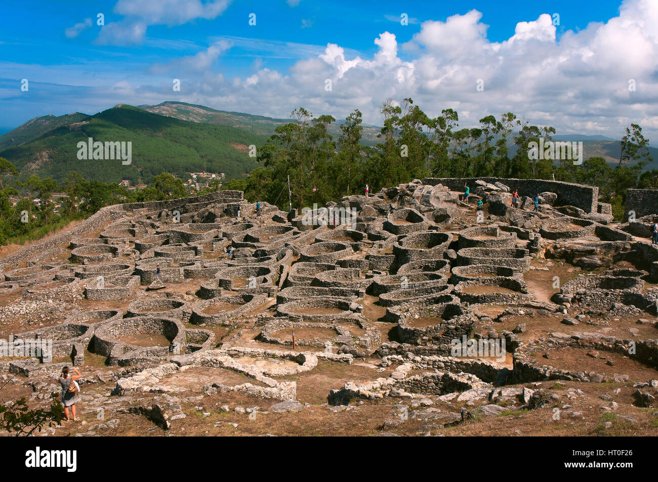 L'insediamento celtico di "Castro de Santa Tecla' - primo secolo A.C. La Guardia, provincia di Pontevedra, nella regione della Galizia, Spagna, Europa Foto Stock