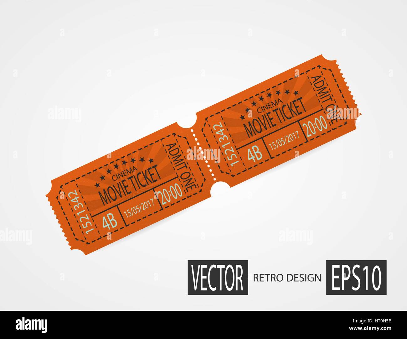 Retrò i biglietti del cinema design arancione Illustrazione Vettoriale