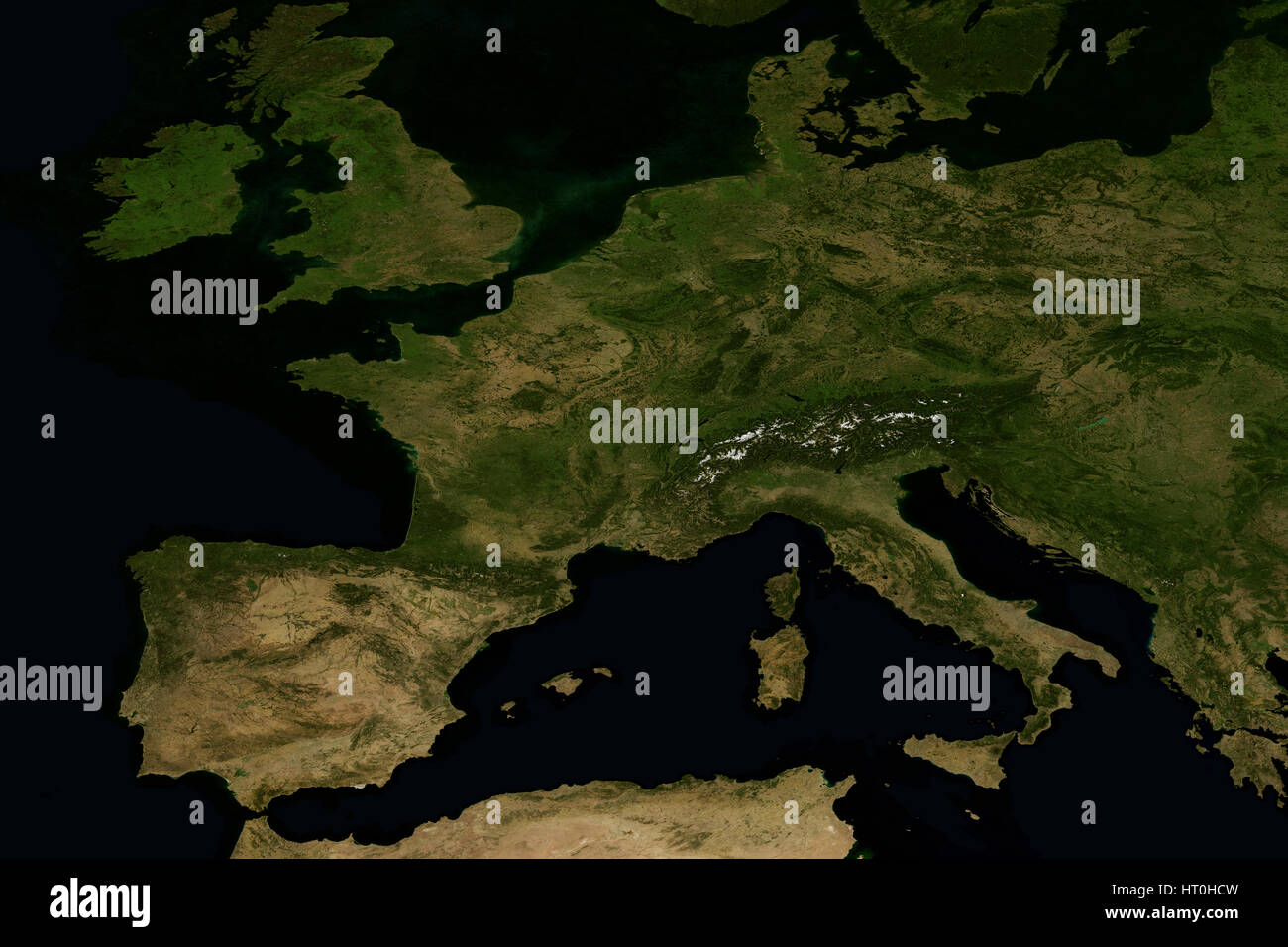 Luci della città sulla mappa del mondo. L'Europa. Gli elementi di questa immagine sono arredate dalla NASA Foto Stock