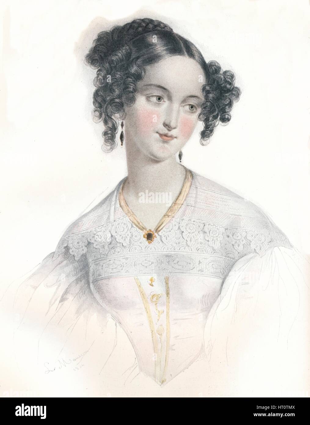 'Mary Teresa, moglie del sedicesimo Conte di Shrewsbury', 1834. Artista: L Mansion. Foto Stock