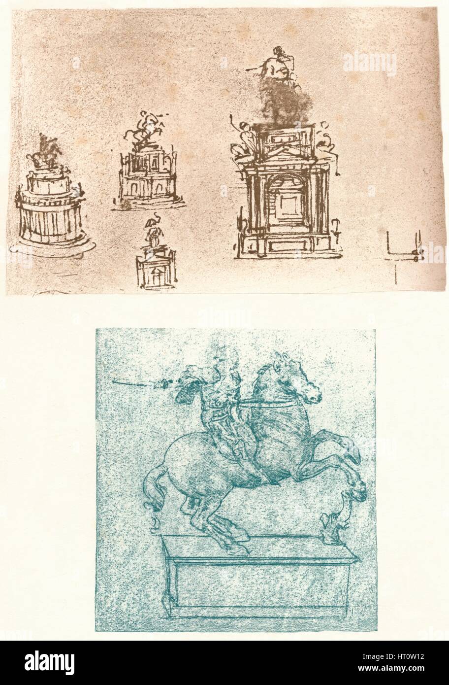 Due studi preparatori per il Monumento Sforza, C1482-C1499 (1883). Artista: Leonardo da Vinci. Foto Stock