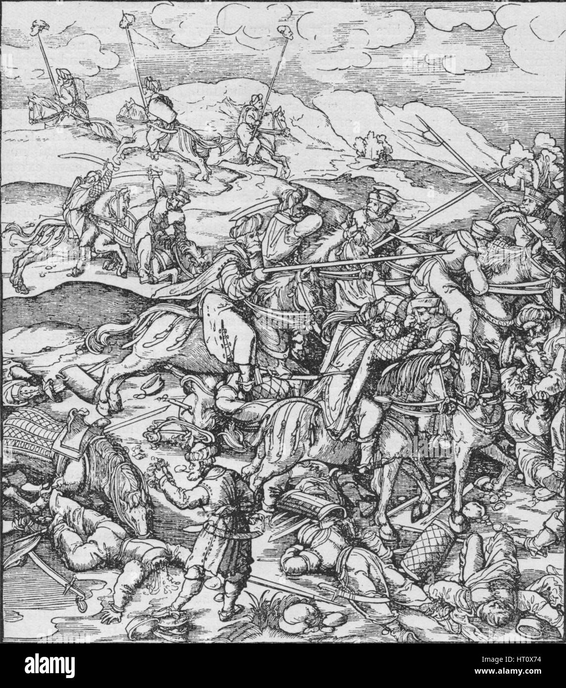 Battaglia tra i Mongoli sotto Timur e i turchi, c1400 (1908). Artista: sconosciuto. Foto Stock