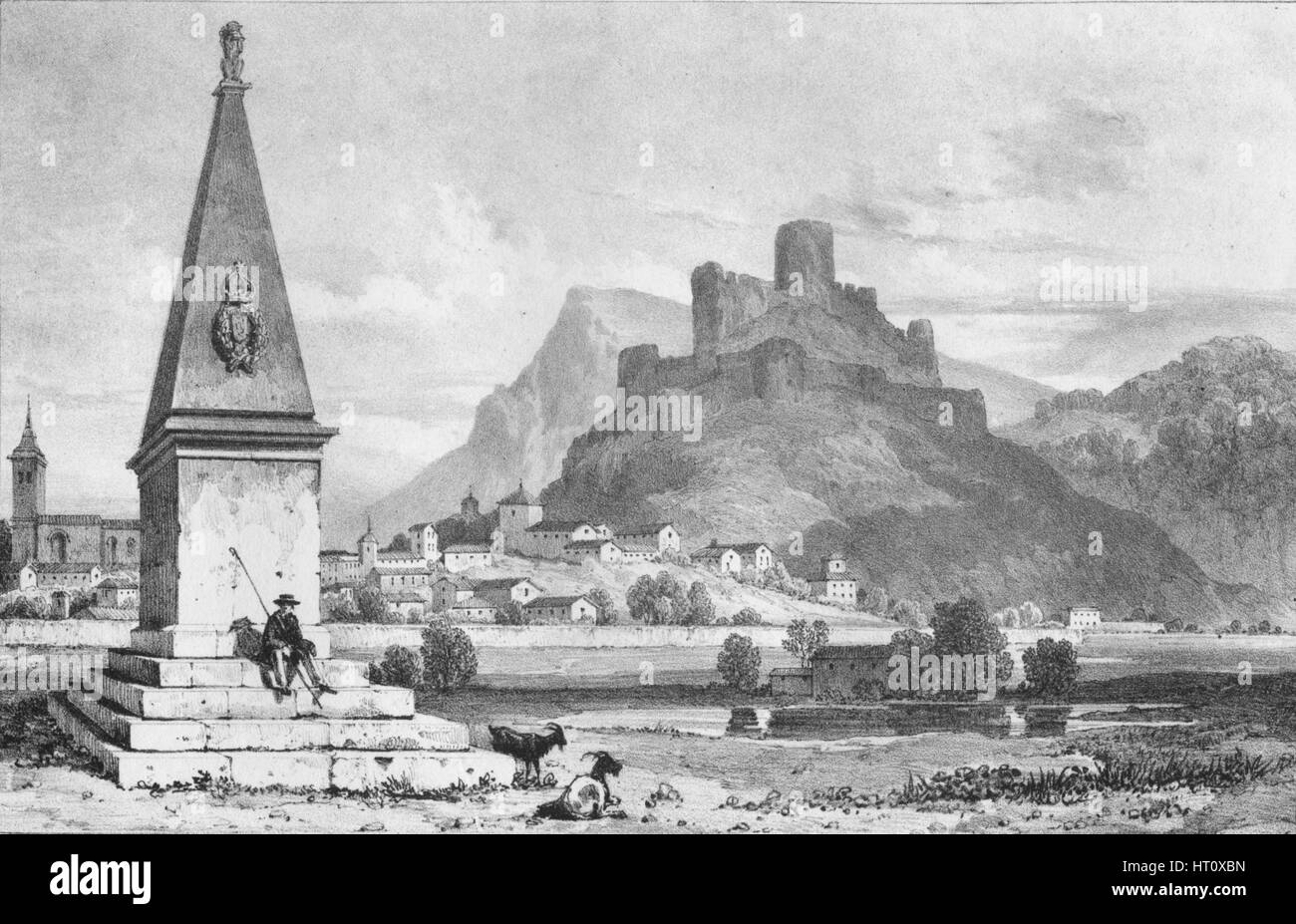 "Almanza. Il campo di battaglia', 1823. Artista: James Duffield Harding. Foto Stock