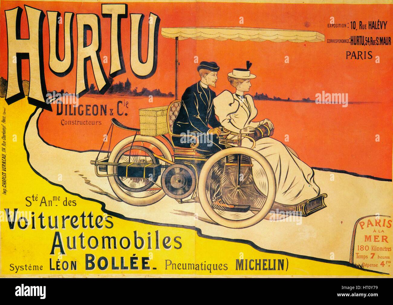 Pubblicità per automobili Hurtu, c1896. Artista: sconosciuto. Foto Stock