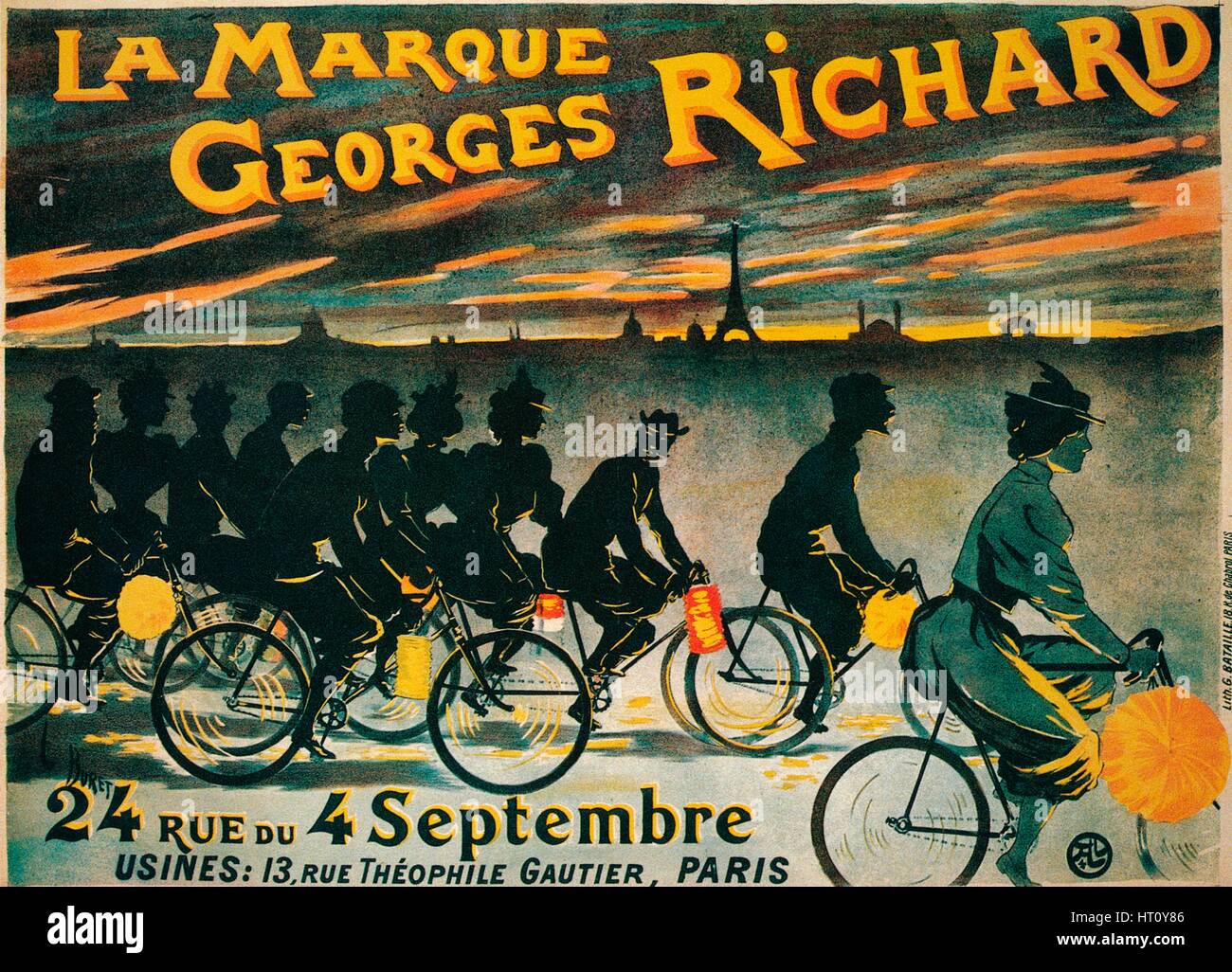 Pubblicità per Georges Richard biciclette, c1900. Artista: sconosciuto. Foto Stock