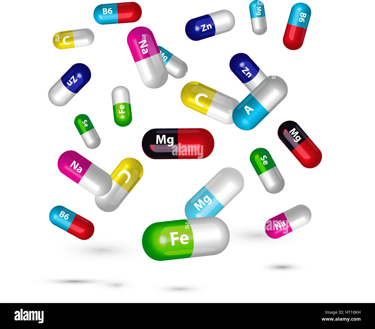 Vitamina pillole illustrazione Foto Stock
