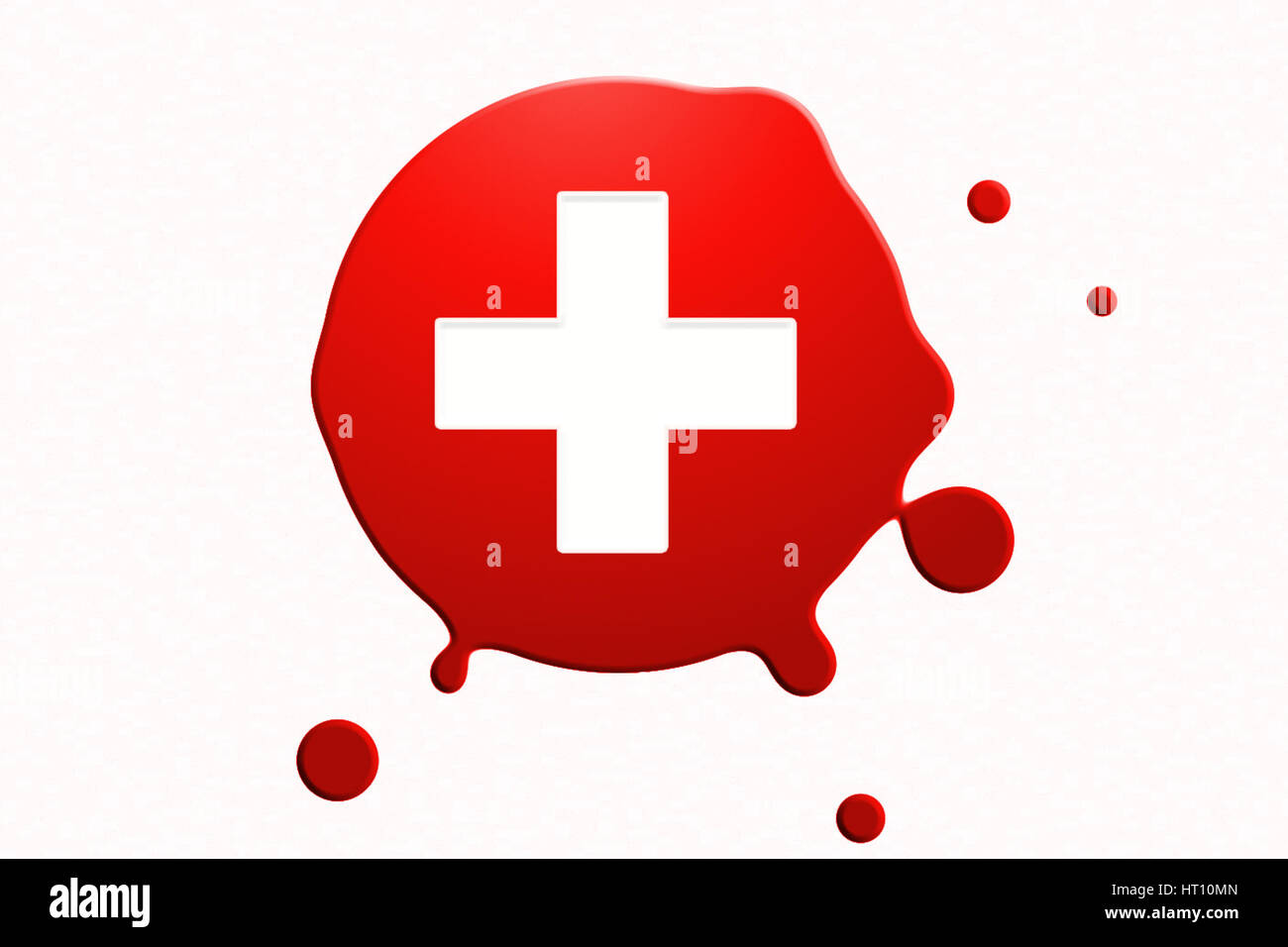 Goccia di sangue con una croce bianca Foto Stock