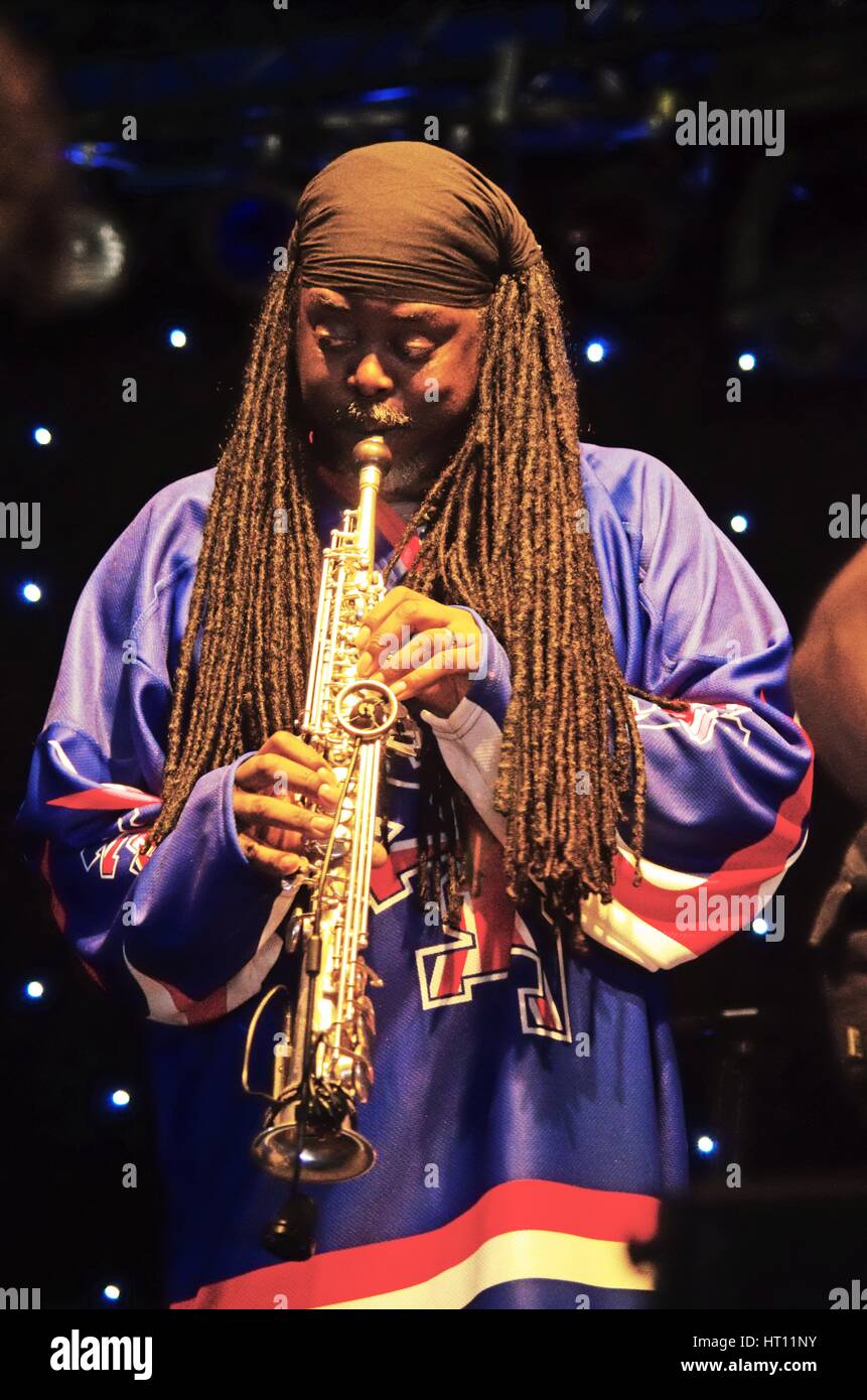 Courtney Pine, amore sommo Jazz Festival, Glynde, East Sussex, 2013. Artista: Brian O Connor Foto Stock