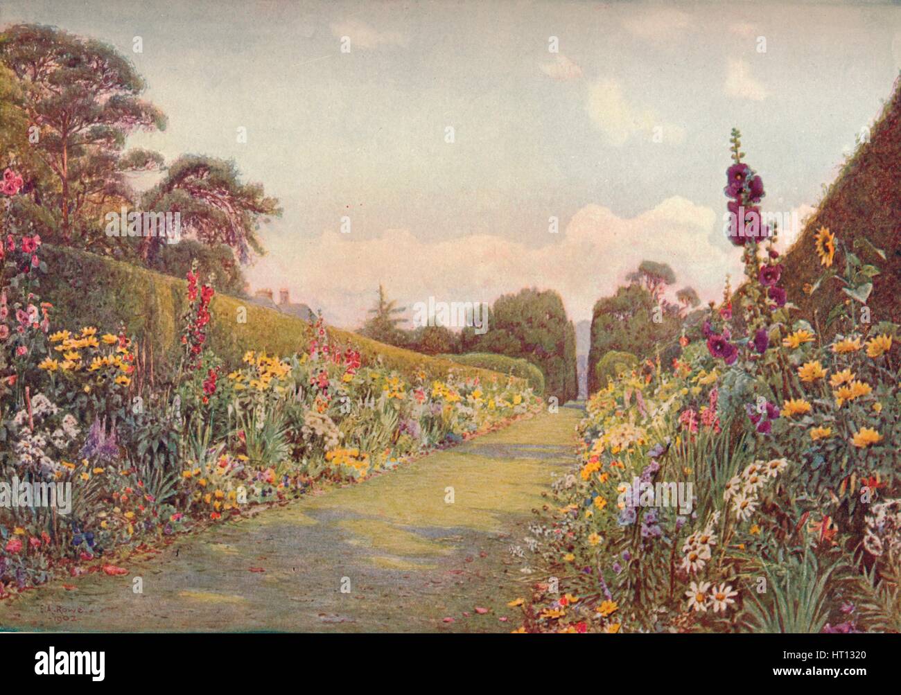 La lunga frontiera, Holme Lacy, (1903). Creatore: Ernest Arthur Rowe. Foto Stock