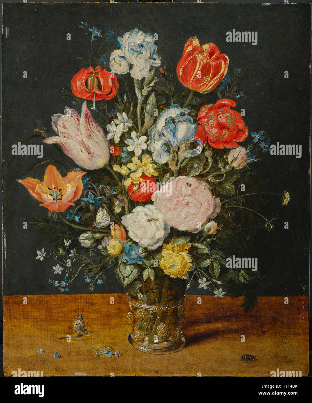 Fiori in un bicchiere di vetro, dopo il 1608. Artista: Brueghel, Jan, il Vecchio (1568-1625) Foto Stock