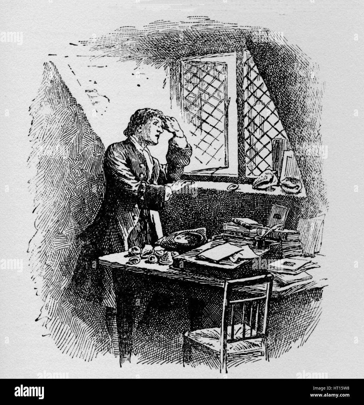 'Studying la formazione di nubi dal suo attico', C1918. Artista: sconosciuto. Foto Stock